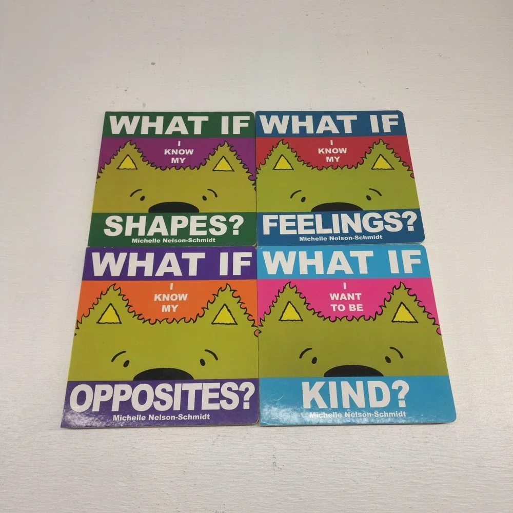 x4 What If‎ Monsters Board Book Set Feelings Shapes Opposites Kind 4pc